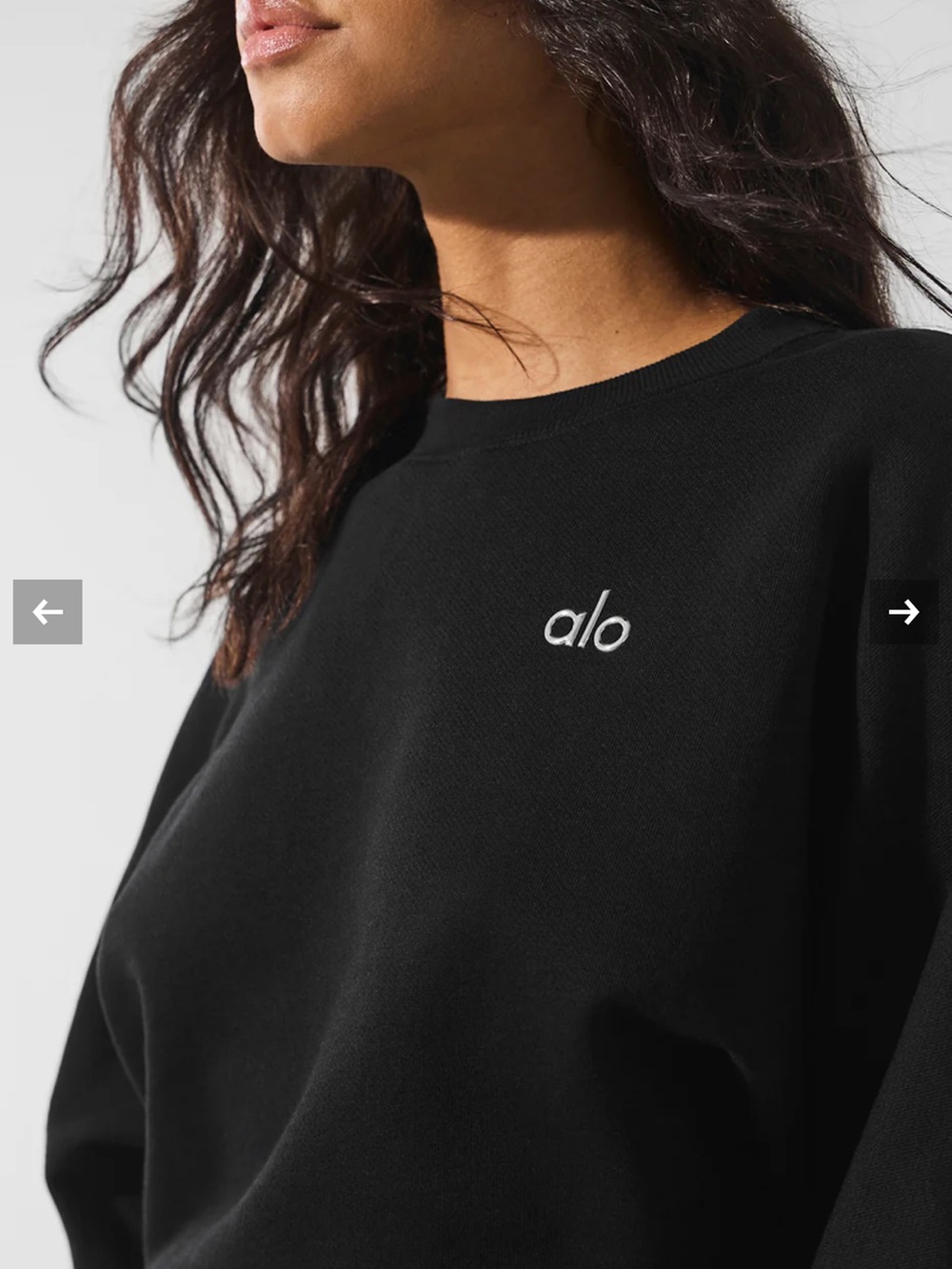 ALO Yoga Black Cropped Crew Sweatshirt - Picture 2 of 5